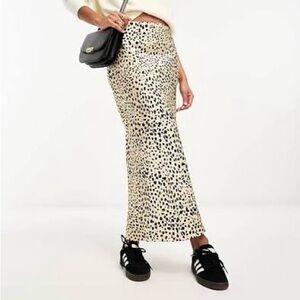 ASOS satin bias cut midi skirt leopard